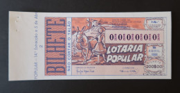 Portugal Lotaria Loterie Populaire Moulin à Vent Âne SPECIMEN 05.04.1988 RARE Lottery Windmill Donkey - Billetes De Lotería