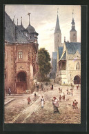 Künstler-AK Goslar, Marktplatz Mit Passanten  - Goslar