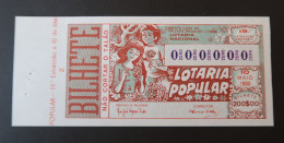 Portugal Lotaria Loterie Populaire Printemps Fleurs SPECIMEN 10.05.1988 RARE Lottery Spring Flowers - Billets De Loterie