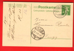 VBA-36  Ganzsache Entier Postal  Gelaufen Winterthur Nach Brugg In 1911 - Enteros Postales