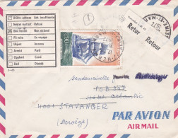 1972-lettre HERME-77 Pour STAVANGER ( Norvège) , Tp Bateau --cachet--RETOUR- Non Réclamé, Cachet - 1961-....