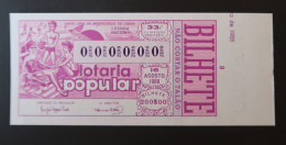 Portugal Lotaria Loterie Populaire Plage Été SPECIMEN 16.08.1988 Lottery Beach Summer - Lottery Tickets