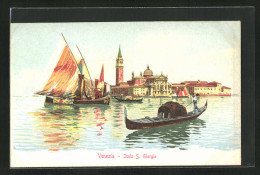 Artista-Cartolina Venezia, Isola S. Giorgio, Segelschiffe Vor Der Stadt  - Venezia (Venice)