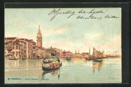 Artista-Cartolina Venezia, Canal Grande, Alberghi, Schiffe Auf Dem Kanal  - Venezia (Venice)