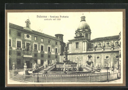 Cartolina Palermo, Fontana Pretoria, Am Brunnen Von 1550  - Palermo