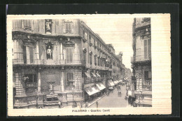 Cartolina Palermo, Quattro Canti, Pferdekutschen Auf Der Strasse  - Palermo