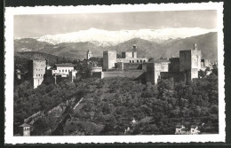 Postal Granada, Vista General De La Alhambra Y Sierra Nevada, Blick Zur Burg  - Granada