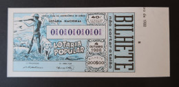 Portugal Lotaria Loterie Populaire Chasse Chiens Chien SPECIMEN 04.10.1988 Lottery Hunting Dogs Dog - Lottery Tickets