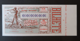 Portugal Lotaria Loterie Populaire Chasse Chiens Chien SPECIMEN 18.10.1988 Lottery Hunting Dogs Dog - Lottery Tickets