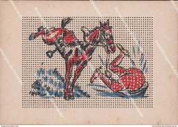 Cm694 Cartolina Ippica Cavallo  Traforata Punto Croce Artist - Autres & Non Classés