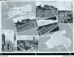 Cd49 Cartolina Saluti Da Monza 6 Vedutine Autodromo Lombardia - Milano (Mailand)