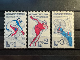 3 Sellos Nuevos Checoslovaquia 1980 Juegos Olimpicos De Invierno Lake Placid USA - Unused Stamps