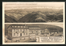 AK Freiburg / Schwarzwald, Gasthof Belchenhaus, Inh. Jos. Stiefvater, Alpenpanorama  - Freiburg I. Br.