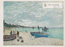 Pro Infirmis Karte 323  "La Plage De Ste-Adresse"  (C.Monet)      1962 - Autres & Non Classés