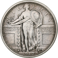 États-Unis, Quarter, Standing Liberty, 1917, Philadelphie, Argent, TTB, KM:145 - 1916-1930: Standing Liberty