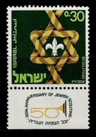 ISR-01- ISRAEL - 1968 - MNH - SCOUTS- 50TH ANNIVERSARY OF JEWISH SCOUTS - Unused Stamps (with Tabs)