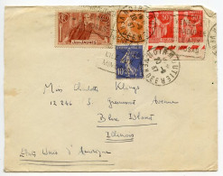 France 1937 Cover & Letter; Noirmoutier To Blue Island, Illinois; Daguin Machine Cancel; 40c. Jean Jaurès Stamp - Covers & Documents