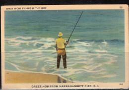 388bb * GREETINGS FROM NARRAGANSETT PIER * GREAT SPORT FISHING IN THE SUEF **!! - Andere & Zonder Classificatie