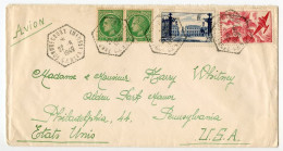 France 1949 Airmail Cover; Gondrecourt (Meuse) To Philadelphia, PA; Ceres, Stanislas Square & Iris Stamps; Hexagon Pmks - Lettres & Documents