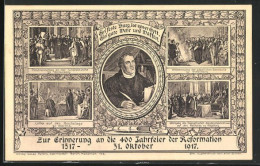 AK Ganzsache PP60C1 /02: Wittenberg, 400 Jahrfeier Der Reformation 31.10.1917, Martin Luther Beim Thesenanschlag  - Personaggi Storici