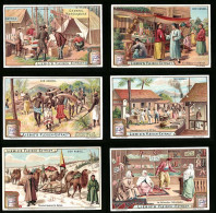 6 Sammelbilder Liebig, Serie Nr. 696: Der Handel, Türkischer Schuhladen, Kamel, Lager Am Congo  - Liebig