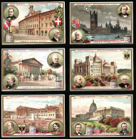6 Sammelbilder Liebig, Serie Nr. 790: Parlamente, Washington, Abraham Lincoln, London, Rom  - Liebig