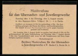 AK Berlin, Musterschau Für Das Uhrmacher- Und Juweliergewerbe 1923  - Other & Unclassified