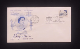 D) 1967, CANADA, FIRST DAY COVER, ISSUE, CENTENARY OF CANADA, ISABEL II, ATLANTIC FISHING PORT, FDC - Other & Unclassified