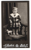 Fotografie A. Birkholz, Berlin-O., Weidenweg 35, Kleiner Junge In Hübscher Kleidung Mit Spielzeugpferd  - Anonymous Persons