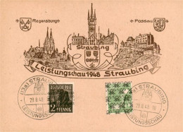 73868765 Straubing Leistungsschau 1948 Kuenstlerkarte Sonderstempel Straubing - Straubing