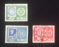 D) 1955, NORWAY, NORWEGIAN STAMP CENTENARY SERIES, 20ore, 55ore, 30ore, USED - Autres & Non Classés