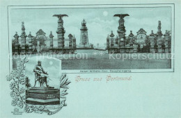 73709848 Dortmund Kaiser-Wilhelm-Hain Haupteingang M. Denkmal Mondschein-Litho D - Dortmund