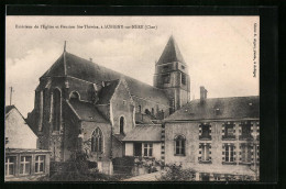 CPA Aubigny-sur-Nère, Extérieur De L`Eglise Et Pension Ste-Thérèse  - Autres & Non Classés