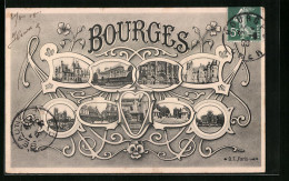 CPA Bourges, Hôtel De Ville, Château Et Stadtpanorama  - Bourges
