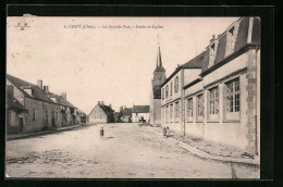 CPA Couy, La Grande Rue - Ecole Et Eglise  - Autres & Non Classés