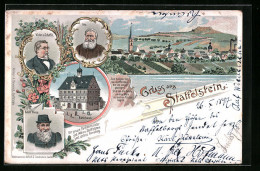 Lithographie Staffelstein, Rathaus, Adam Riese, Victor V. Scheffel, Panorama  - Staffelstein