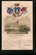 Passepartout-Lithographie Lichtenfels, Schloss Banz, Wappen  - Autres & Non Classés