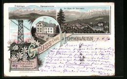 Lithographie Badenweiler, Hotel-Pension Hochblauen, Totalansicht  - Badenweiler