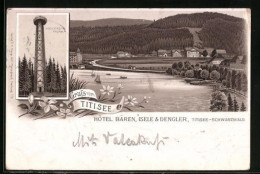 Lithographie Titisee, Hotel Bären, Panorama Mit See  - Autres & Non Classés