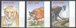 Sierra Leone - 1999 - Cats, Monkey, Mammals  - Yv 2691/93 - Autres & Non Classés