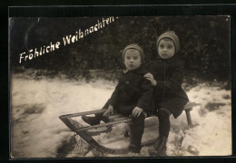 AK Kinder Fahren Mit Dem Schlitten, Weihnachtsgrüsse  - Winter Sports