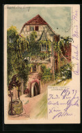 Künstler-AK Eisenach, Wartburg, 1. Hof Mit Luthererker  - Other & Unclassified