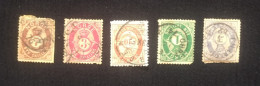 D)1938, NORWAY, SERIES 5 STAMPS, POSTAL HORN, DIFFERENT DENOMINATIONS, USED - Other & Unclassified