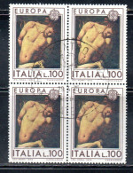 ITALIA REPUBBLICA ITALY REPUBLIC 1975 EUROPA UNITA CEPT LIRE 100 QUARTINA BLOCK USATO USED OBLITERE' - 1971-80: Used