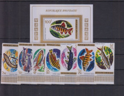 Rwanda - 1973 - Fish - Yv 553/60 + Bf 30 - Fishes