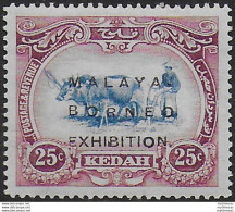 1922 Kedah Borneo Exhibition 25c. Blue And Purple MNH SG N. 50 - Other & Unclassified