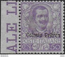1903 Eritrea VE III 50c. Malva Bf MNH Sassone N. 27 - Andere & Zonder Classificatie