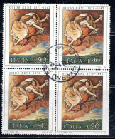 ITALIA REPUBBLICA ITALY REPUBLIC 1975 ARTE ITALIANA ITALIAN ART GUIDO RENI LIRE 90 QUARTINA BLOCK USATO USED OBLITERE' - 1971-80: Oblitérés