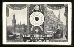 AK Hamburg, XVI. Deutsches Bundesschiessen 1909, Rathaus, Fleet  - Hunting