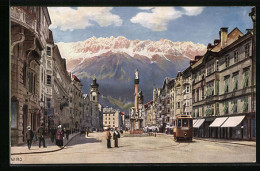 AK Innsbruck, Marie-Theresien-Strasse Mit Strassenbahn  - Tramways